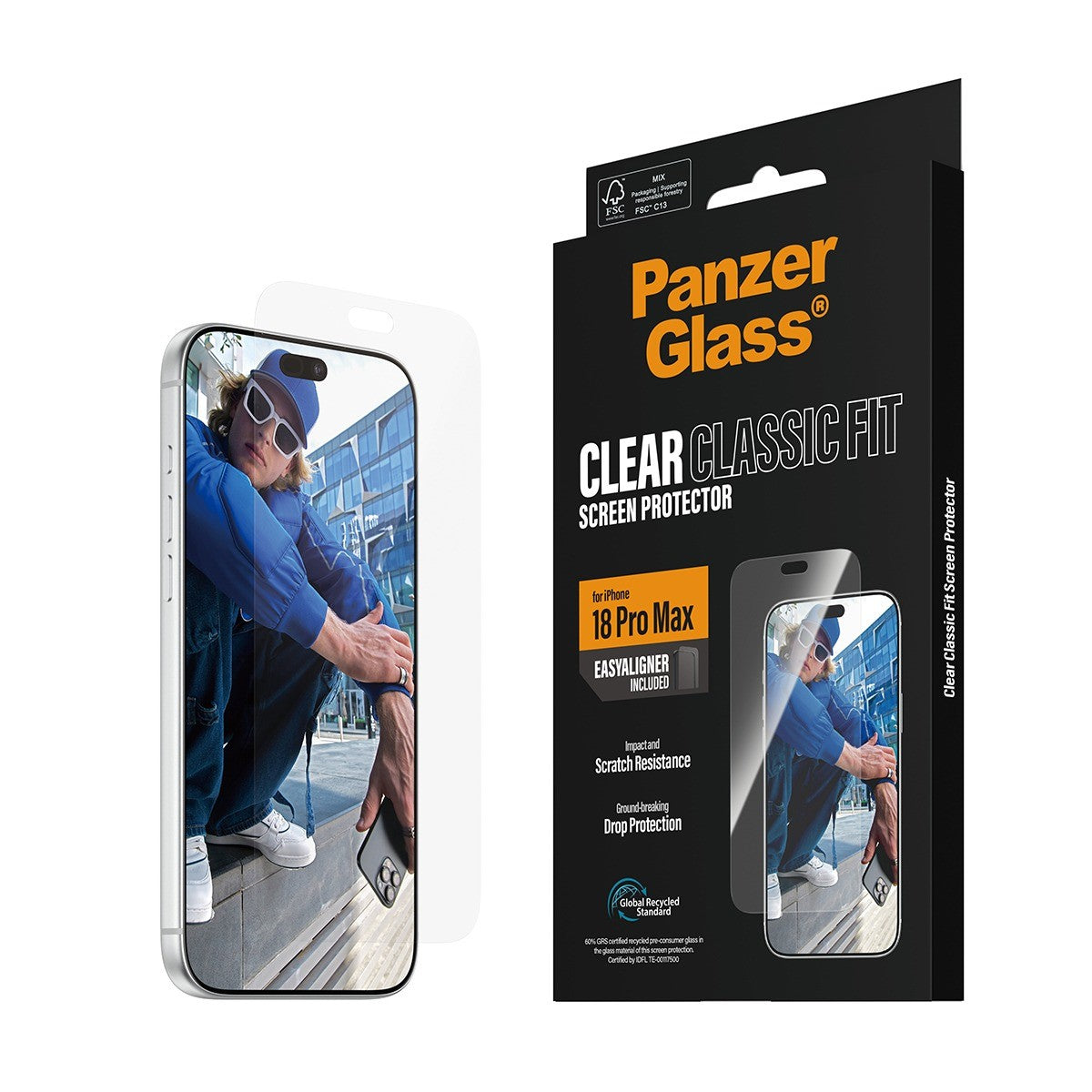 PanzerGlass iPhone 18 Pro Max Skærmbeskytter Classic Fit EasyAligner