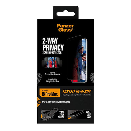 PanzerGlass iPhone 18 Pro Max Skærmbeskytter Ultra-Wide Fit Privacy Fastfit