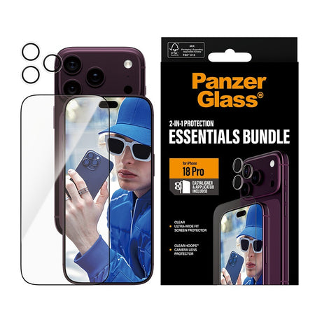 PanzerGlass iPhone 18 Pro Skærmbeskytter & Kameralinsebeskytter 2-in-1 Essentials Bundle