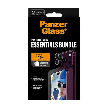 PanzerGlass iPhone 18 Pro Skærmbeskytter & Kameralinsebeskytter 2-in-1 Essentials Bundle