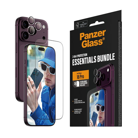 PanzerGlass iPhone 18 Pro Skærmbeskytter & Kameralinsebeskytter 2-in-1 Essentials Bundle