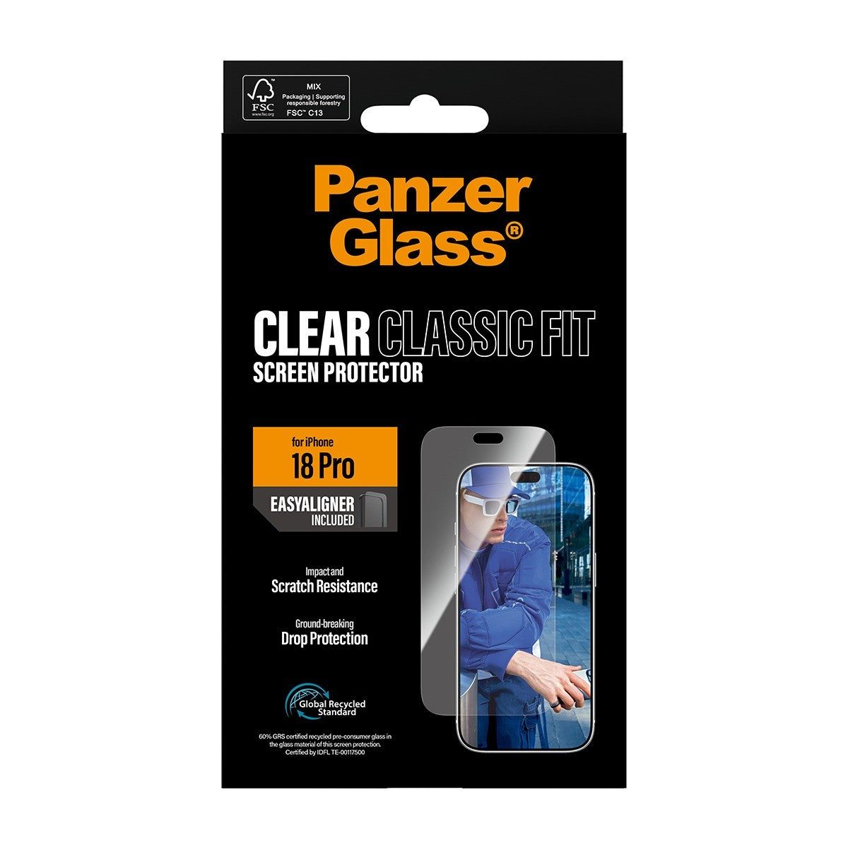 PanzerGlass iPhone 18 Pro Skærmbeskytter Classic Fit EasyAligner
