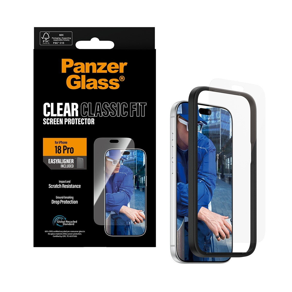 PanzerGlass iPhone 18 Pro Skærmbeskytter Classic Fit EasyAligner