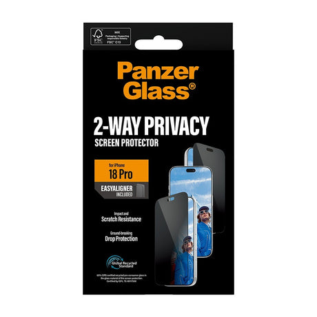 PanzerGlass iPhone 18 Pro Skærmbeskytter Ultra-Wide Fit Privacy EasyAligner