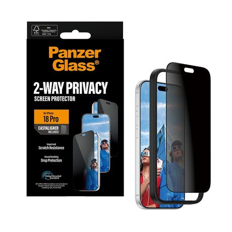 PanzerGlass iPhone 18 Pro Skærmbeskytter Ultra-Wide Fit Privacy EasyAligner
