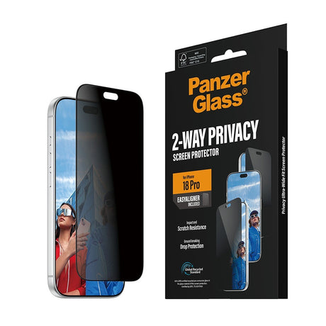 PanzerGlass iPhone 18 Pro Skærmbeskytter Ultra-Wide Fit Privacy EasyAligner
