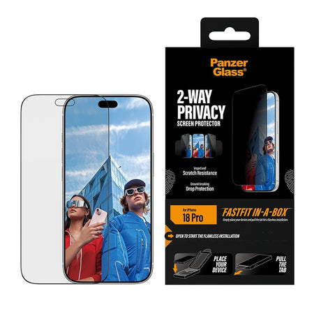 PanzerGlass iPhone 18 Pro Skærmbeskytter Ultra-Wide Fit Privacy Fastfit