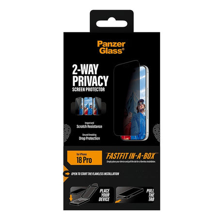 PanzerGlass iPhone 18 Pro Skærmbeskytter Ultra-Wide Fit Privacy Fastfit