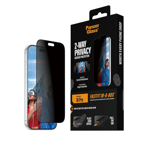 PanzerGlass iPhone 18 Pro Skærmbeskytter Ultra-Wide Fit Privacy Fastfit