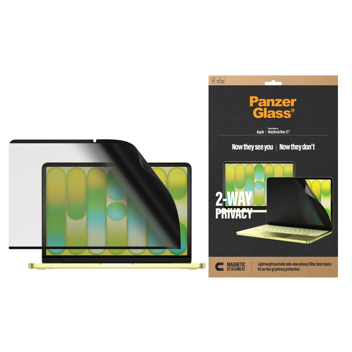 PanzerGlass MacBook Neo 13 Skærmbeskytter Magnetic 2-Way Privacy Film