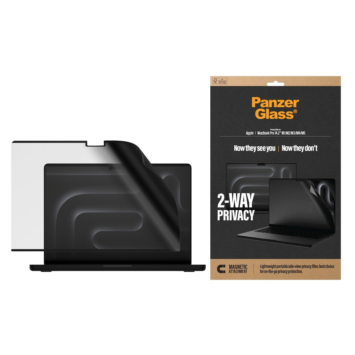 PanzerGlass MacBook Pro 14 M1-M5 Skærmbeskytter Magnetic 2-Way Privacy Film