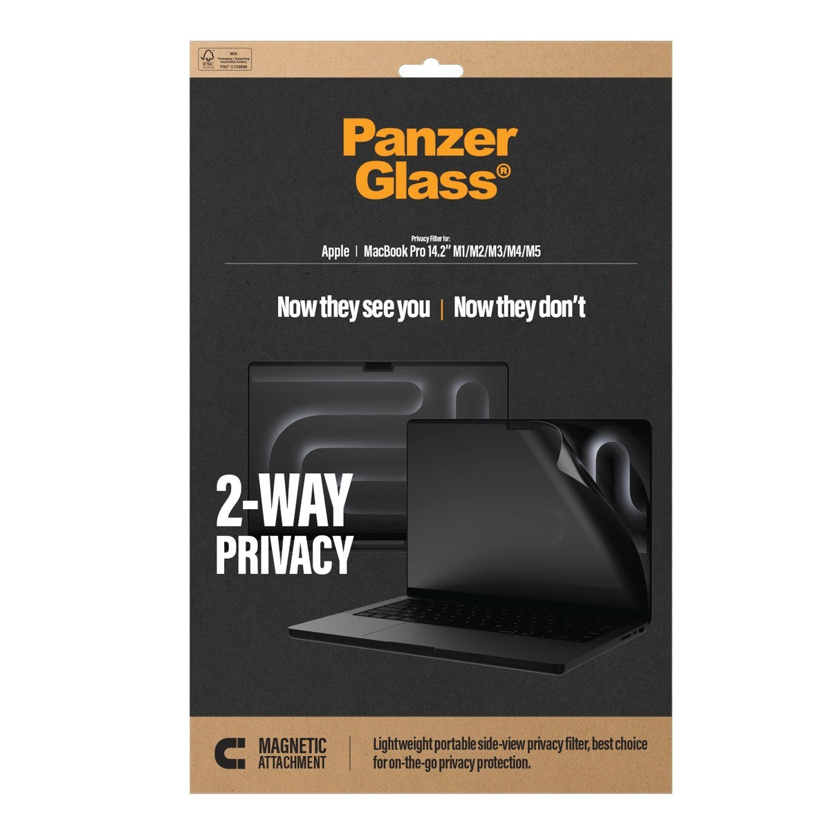 PanzerGlass MacBook Pro 14 M1-M5 Skærmbeskytter Magnetic 2-Way Privacy Film