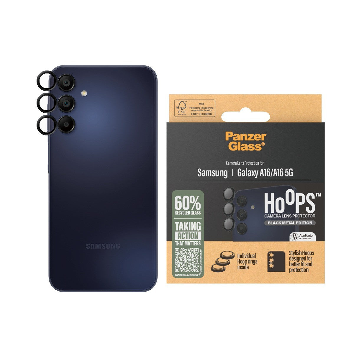 PanzerGlass Samsung Galaxy A16 Kameralinsebeskytter Hoops Sort