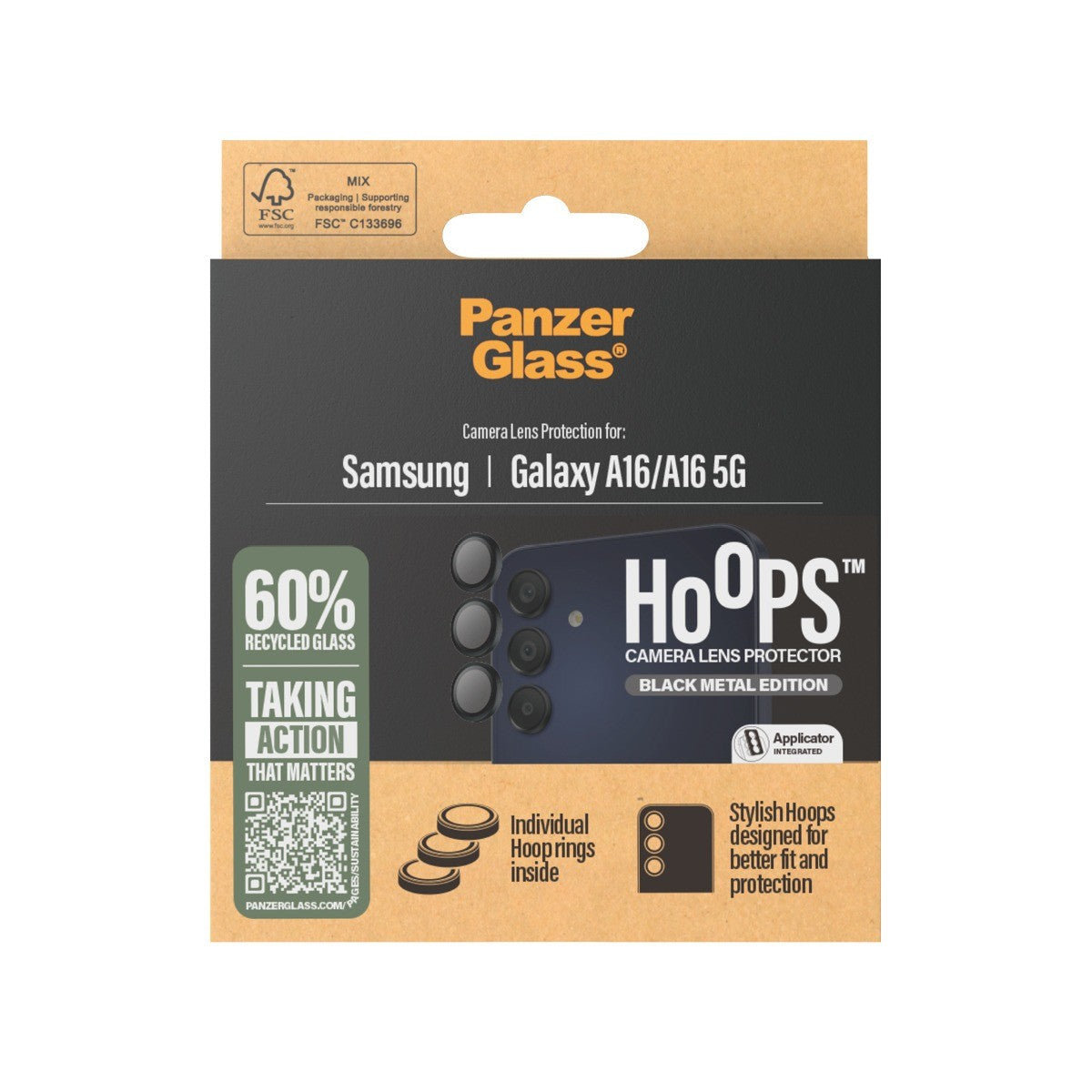 PanzerGlass Samsung Galaxy A16 Kameralinsebeskytter Hoops Sort