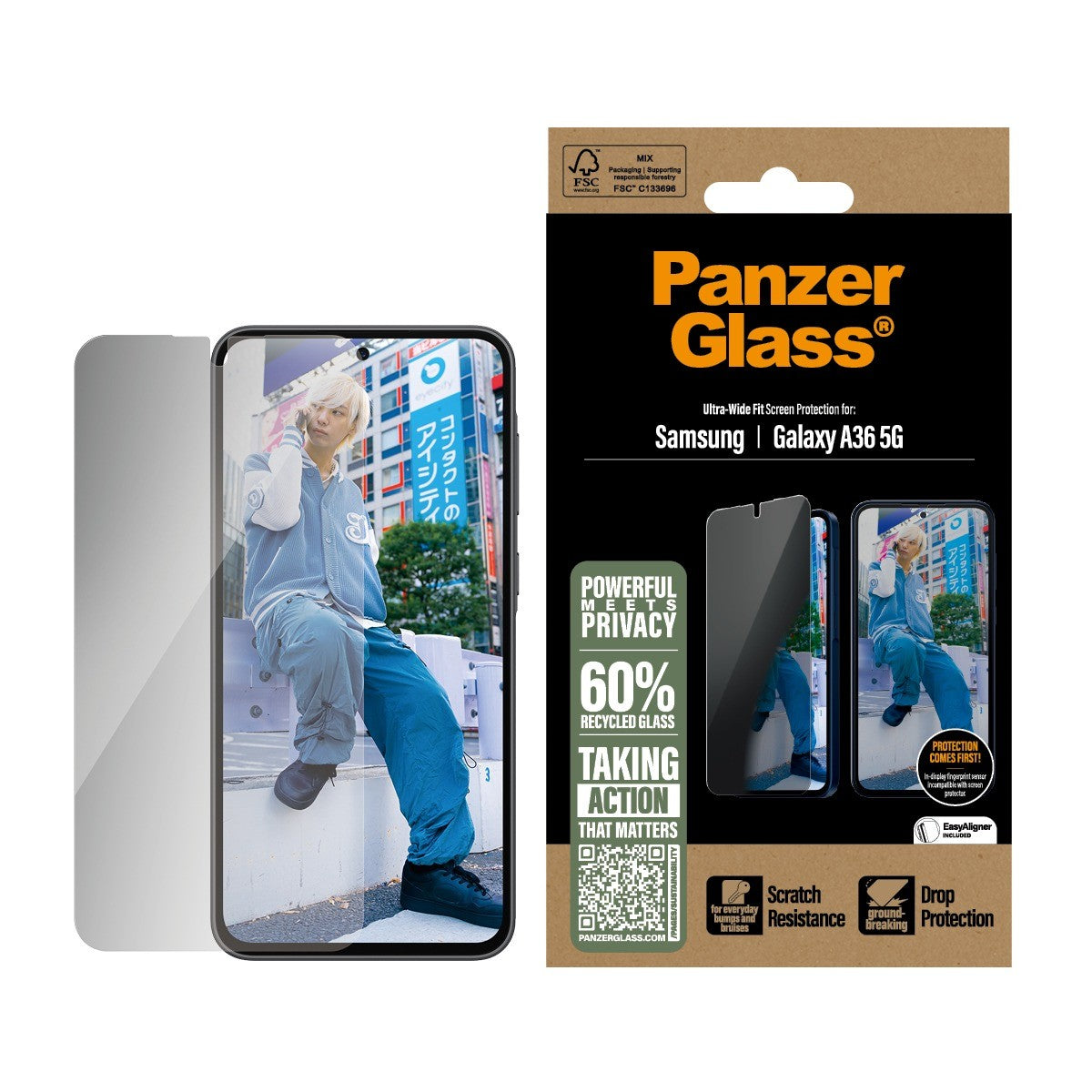 PanzerGlass Samsung Galaxy A36 Skærmbeskytter Ultra-Wide Fit Privacy Fastfit