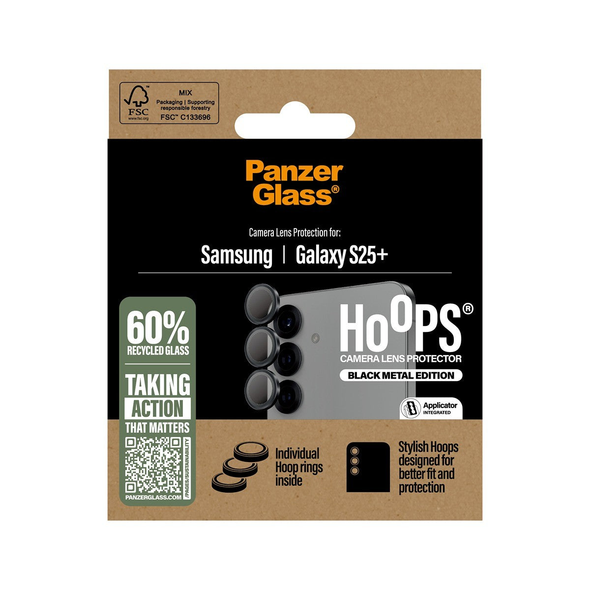 PanzerGlass Samsung Galaxy S25 Plus Kameralinsebeskytter Hoops Sort
