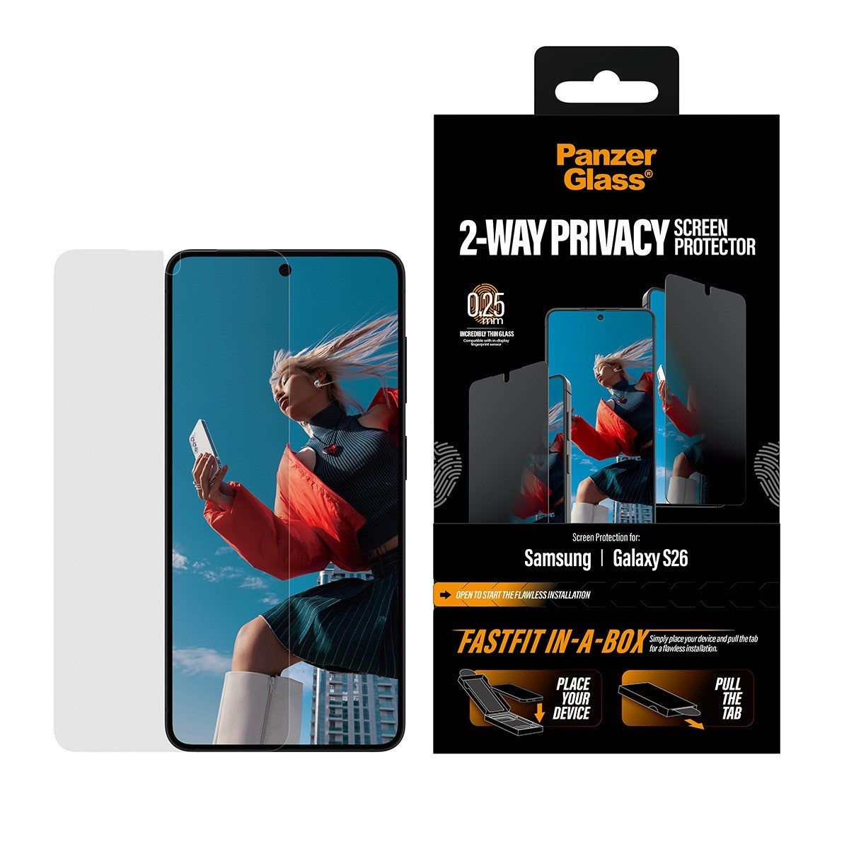PanzerGlass Samsung Galaxy S26 Skærmbeskytter Ultra-Wide Fit Privacy Fastfit