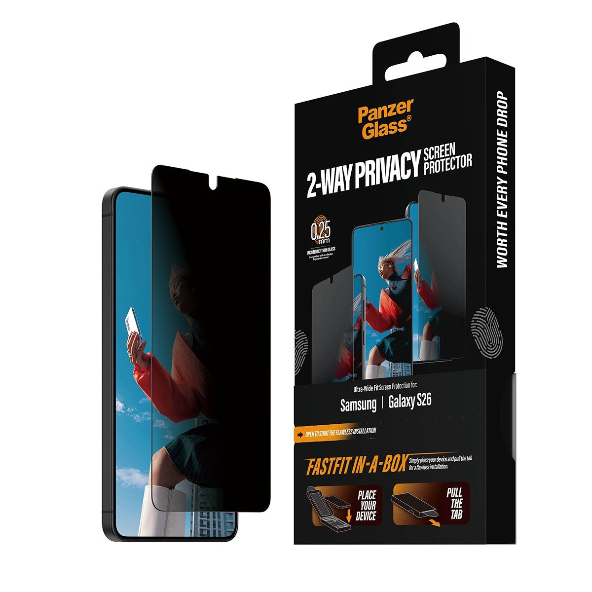 PanzerGlass Samsung Galaxy S26 Skærmbeskytter Ultra-Wide Fit Privacy Fastfit
