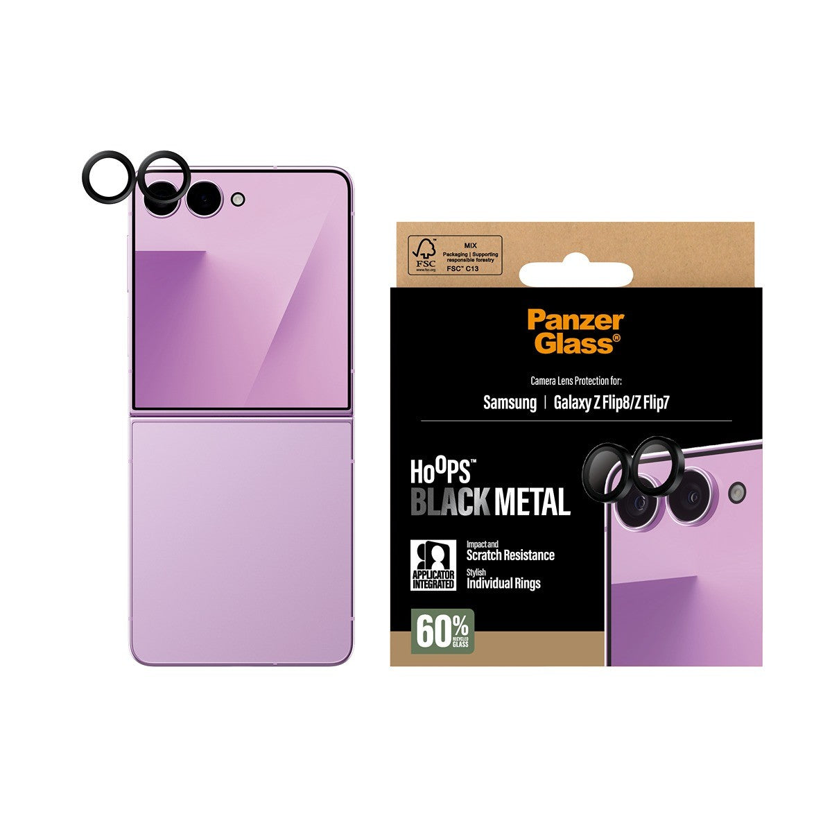PanzerGlass Samsung Galaxy Z Flip 7/Flip 8 Kameralinsebeskytter Hoops Sort