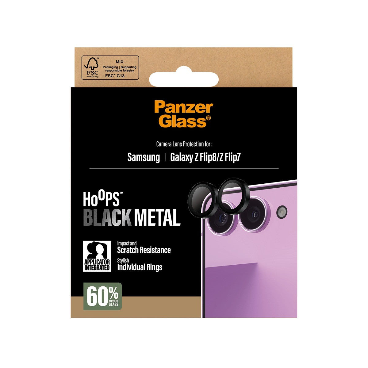 PanzerGlass Samsung Galaxy Z Flip 7/Flip 8 Kameralinsebeskytter Hoops Sort