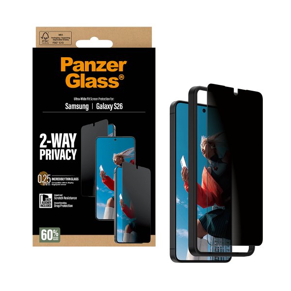 PanzerGlass Samsung Galaxy S26 Skærmbeskyttelse Ultra-Wide Fit Privacy EasyAligner