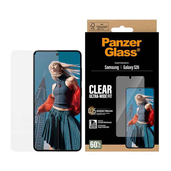 PanzerGlass Samsung Galaxy S26 Skærmbeskyttelse Ultra-Wide Fit EasyAligner