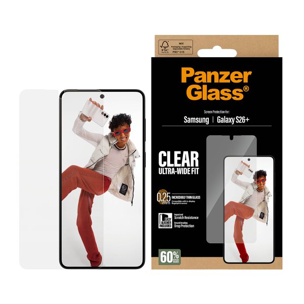 PanzerGlass Samsung Galaxy S26 Plus Skærmbeskyttelse Ultra-Wide Fit EasyAligner