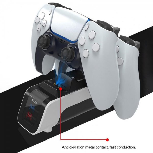 Aolion PlayStation 5 DualSense Kontrol Dobbelt Opladningsdock
