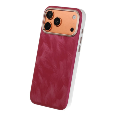 iPhone 17 Pro Max/iPhone 18 Pro Max Cover med plumtekstur MagSafe Rød