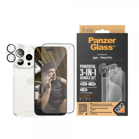 PanzerGlass iPhone 15 Pro 3-i-1 Bundlesæt