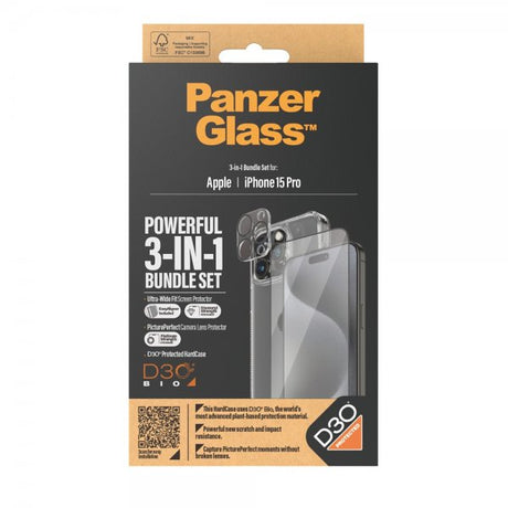 PanzerGlass iPhone 15 Pro 3-i-1 Bundlesæt