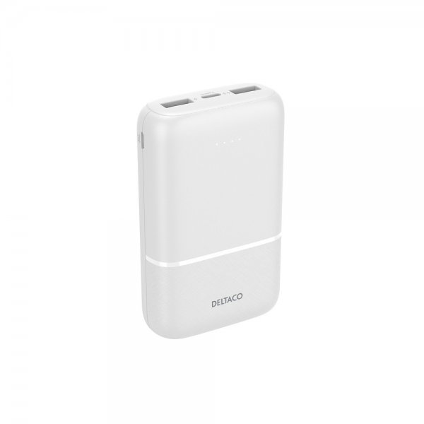 Deltaco Powerbank 10 000 mAh Hvid