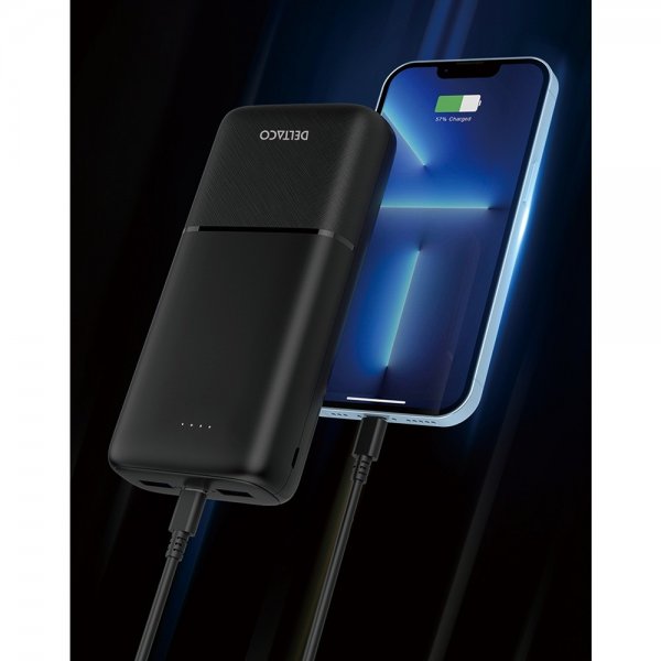 Deltaco Powerbank 20 000 mAh Hurtig opladning 20W Sort