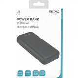 Deltaco Powerbank 20 000 mAh Hurtig opladning 20W Sort