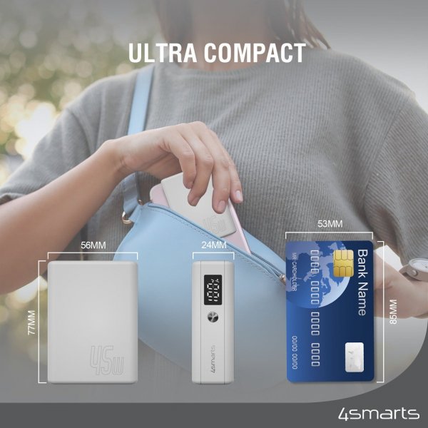 4smarts Powerbank Pocket Slim 10 000 mAh 45W Hvid