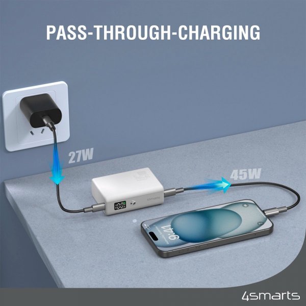 4smarts Powerbank Pocket Slim 10 000 mAh 45W Hvid