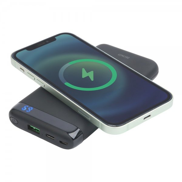 Deltaco Powerbank Trådløs 10.000 mAh MagSafe Sort