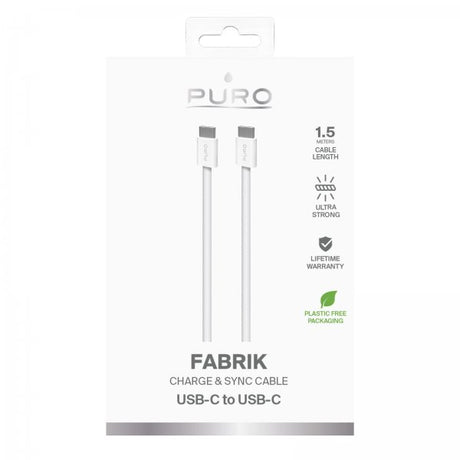 Puro Kabel Fabrik 2.0 60W USB-C til USB-C 1.5m Hvid