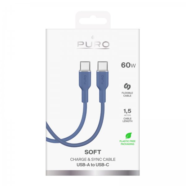 Puro Kabel TPE 25W USB-C til USB-C 1.5m Ice Blue