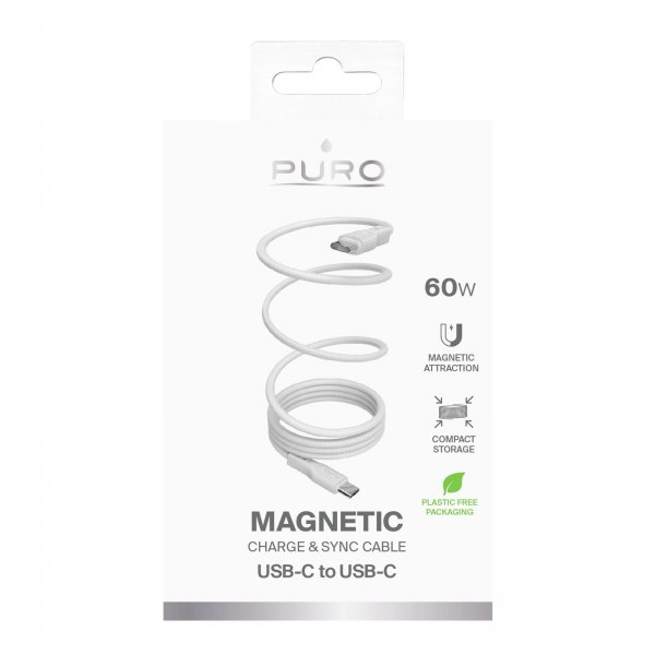 Puro Kabel Magnetisk USB-C til USB-C 1m Hvid
