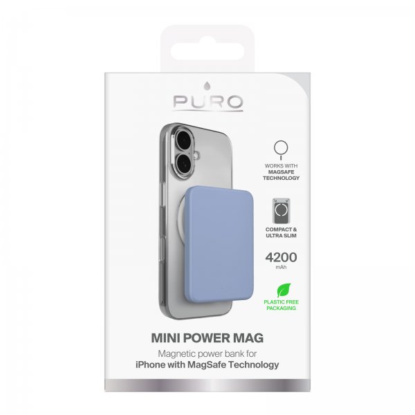 Puro MagSafe Powerbank Mini Power Mag Lyseblå