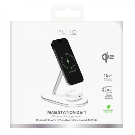 Puro Trådløs Oplader Mag Station 2-i-1 Qi2 Hvid