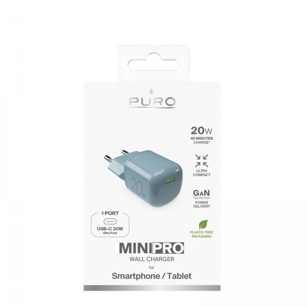 Puro Laddare MiniPro GaN USB-C 20W Grøn