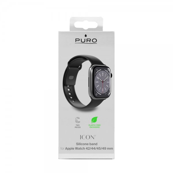 Puro Apple Watch 44/45/46mm/Apple Watch Ultra rem ICON Silikonerem Sort