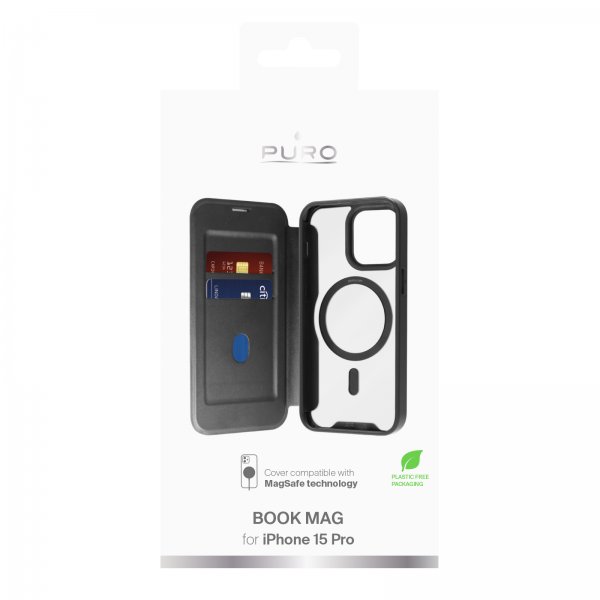 Puro iPhone 15 Pro Cover Book Mag Sort