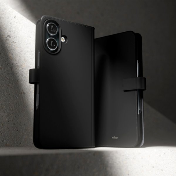 Puro iPhone 16 Plus Cover Wallet Stand Sort