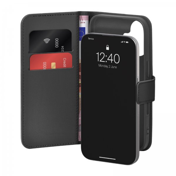 Puro iPhone 17 Etui Wallet Stand Sort