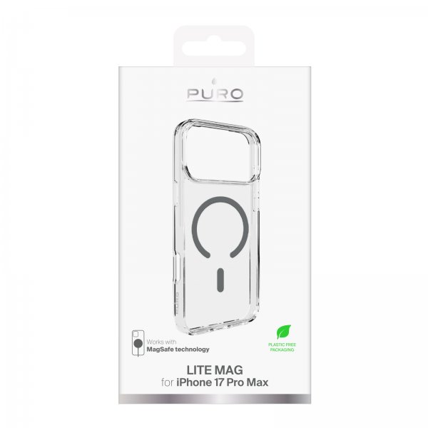 Puro iPhone 17 Pro Max Cover Lite Mag Transparent Grå