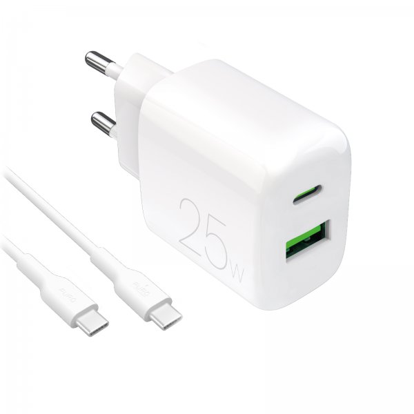 Puro Oplader med Kabel ProLite Kit USB-C 25W 1.2m Hvid