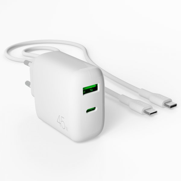 Puro oplader med kabel ProLite Kit USB-C 45W 1.2m Hvid